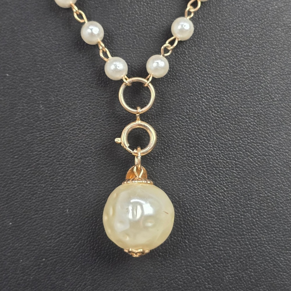 Park Lane Faux Pearl Necklace Gold Tone Chain Drop Dangle Pendant 18"